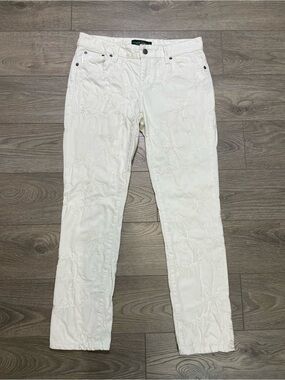 Ralph Lauren LRL White Floral Embroidered Modern Skinny Ankle Jeans 30x28